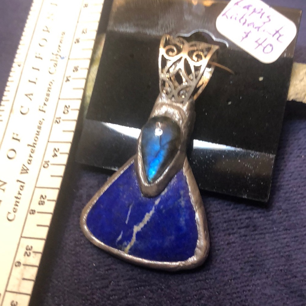 Labradorite and Lapis Pendant Unisex
